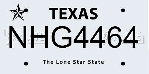 NHG4464 Texas License Plate