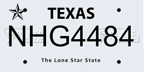 NHG4484 Texas License Plate