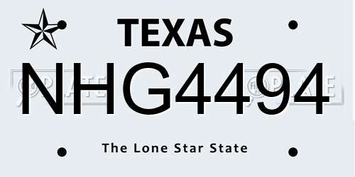 NHG4494 Texas License Plate