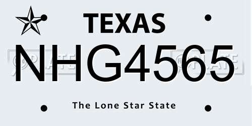 NHG4565 Texas License Plate