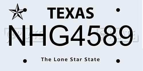 NHG4589 Texas License Plate