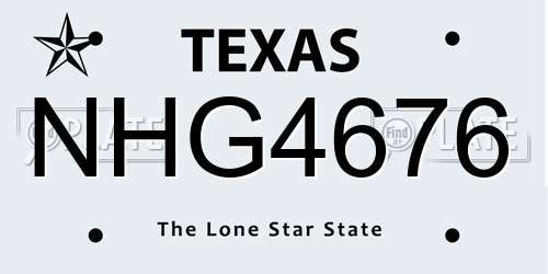 NHG4676 Texas License Plate