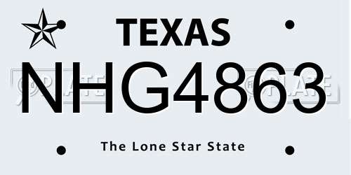 NHG4863 Texas License Plate