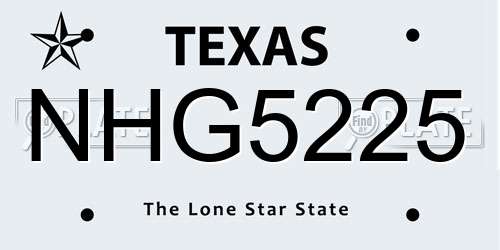 NHG5225 Texas License Plate