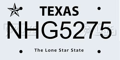 NHG5275 Texas License Plate