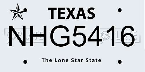 NHG5416 Texas License Plate