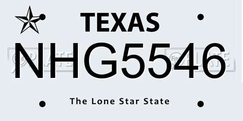 NHG5546 Texas License Plate