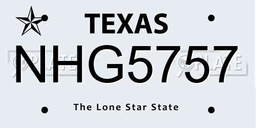 NHG5757 Texas License Plate