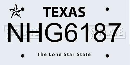 NHG6187 Texas License Plate