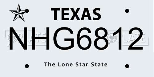 NHG6812 Texas License Plate