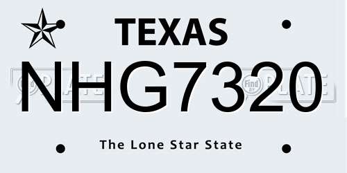 NHG7320 Texas License Plate