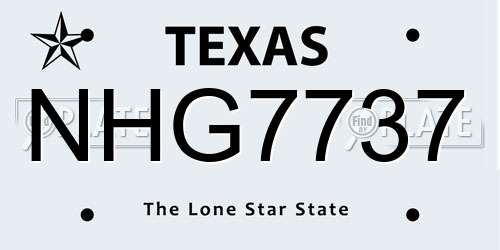 NHG7737 Texas License Plate