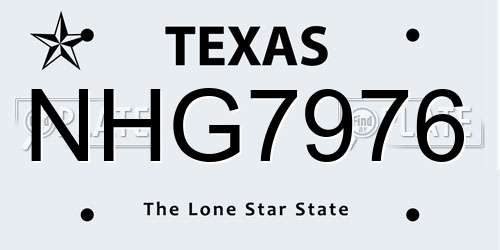 NHG7976 Texas License Plate