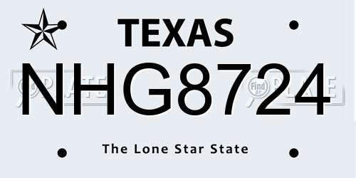 NHG8724 Texas License Plate