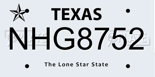 NHG8752 Texas License Plate