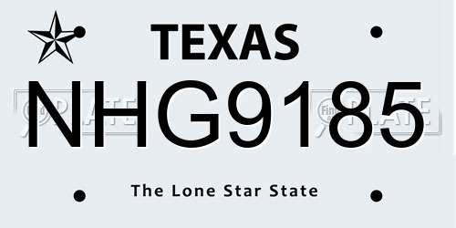 NHG9185 Texas License Plate