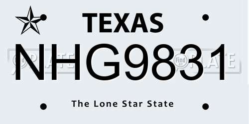 NHG9831 Texas License Plate