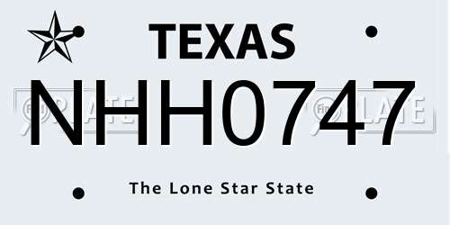 NHH0747 Texas License Plate