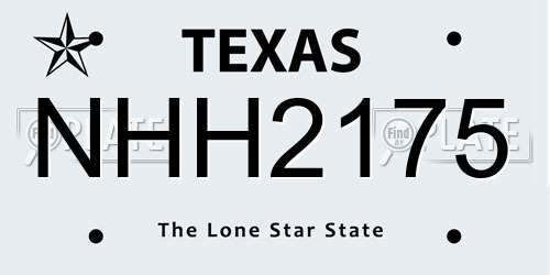 NHH2175 Texas License Plate