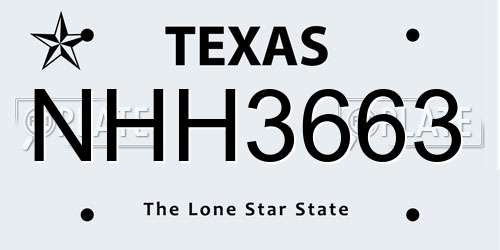 NHH3663 Texas License Plate