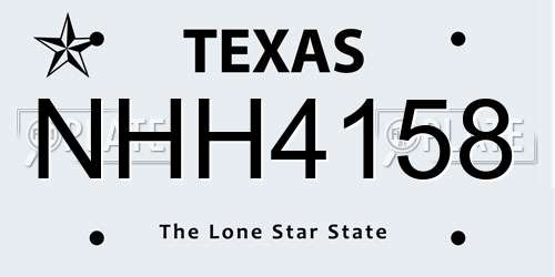 NHH4158 Texas License Plate
