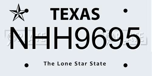 NHH9695 Texas License Plate