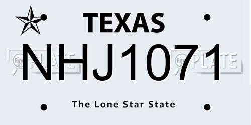 NHJ1071 Texas License Plate