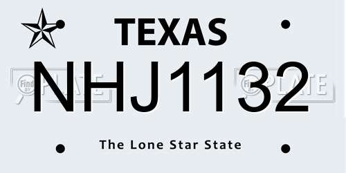 NHJ1132 Texas License Plate