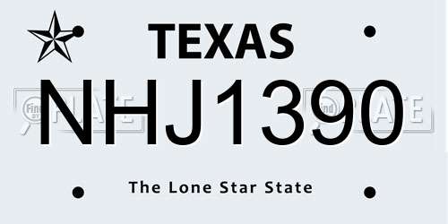 NHJ1390 Texas License Plate
