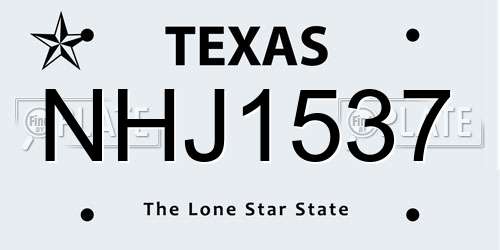 NHJ1537 Texas License Plate
