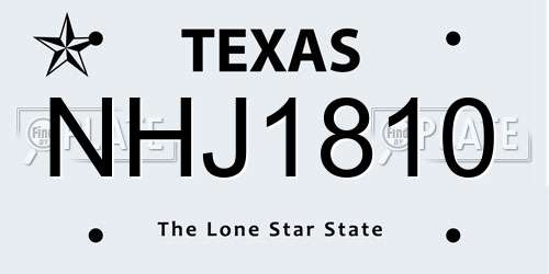 NHJ1810 Texas License Plate