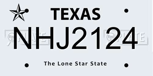 NHJ2124 Texas License Plate
