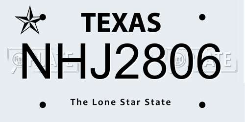 NHJ2806 Texas License Plate