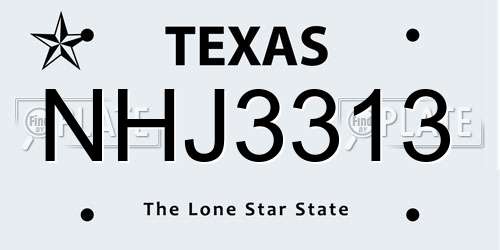NHJ3313 Texas License Plate