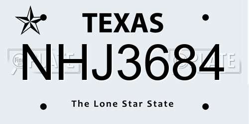 NHJ3684 Texas License Plate