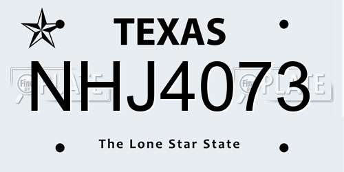 NHJ4073 Texas License Plate