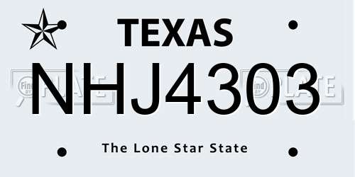 NHJ4303 Texas License Plate