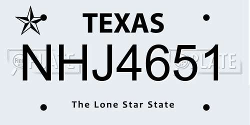 NHJ4651 Texas License Plate