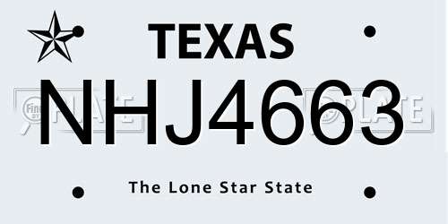 NHJ4663 Texas License Plate