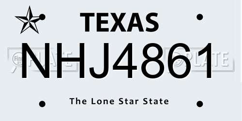 NHJ4861 Texas License Plate