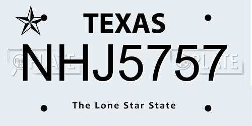 NHJ5757 Texas License Plate
