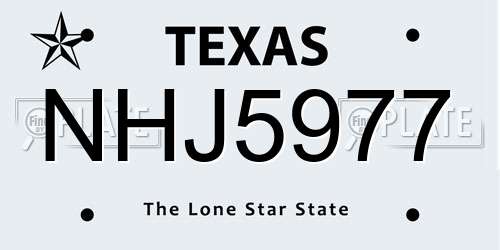 NHJ5977 Texas License Plate