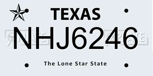 NHJ6246 Texas License Plate