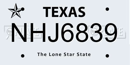 NHJ6839 Texas License Plate