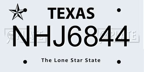 NHJ6844 Texas License Plate