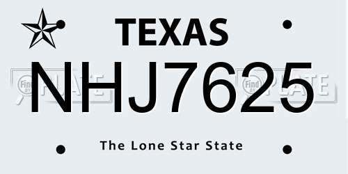 NHJ7625 Texas License Plate