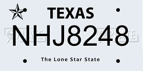 NHJ8248 Texas License Plate