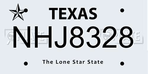 NHJ8328 Texas License Plate