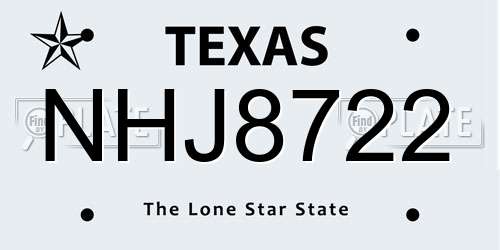 NHJ8722 Texas License Plate