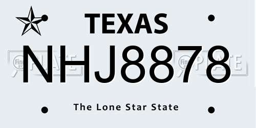 NHJ8878 Texas License Plate